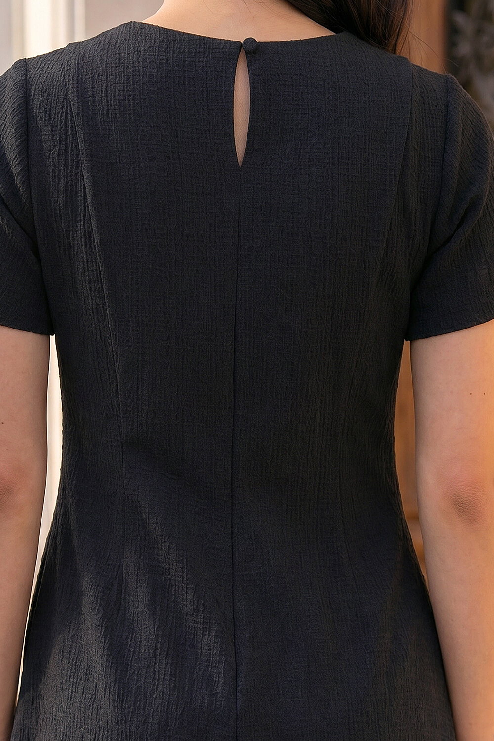 Black Petite Textured Midi Dress, Image 5 of 4