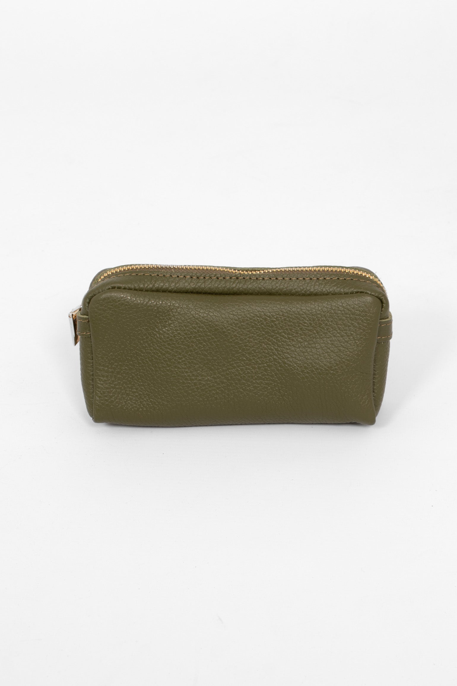 Khaki Italian Leather Cosmetic Bag, Image 1 of 2