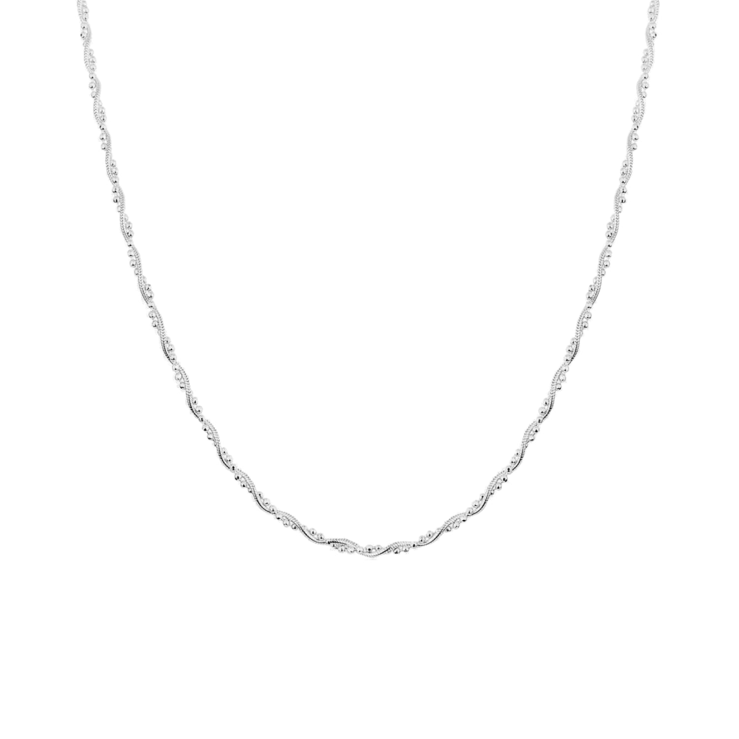 Silver Twisted Beads Sterling Silver Chain Necklace, Image 1 of 2