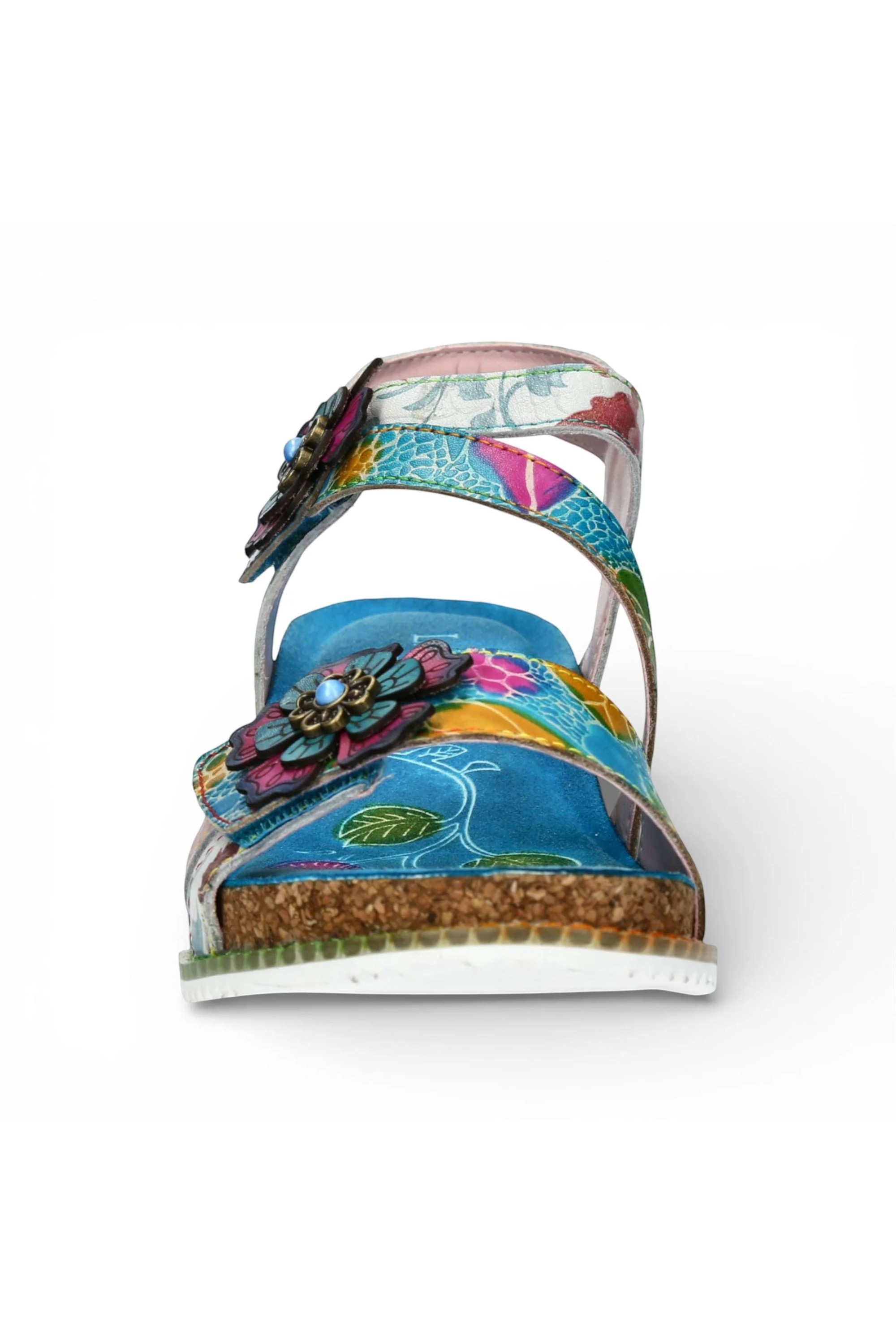 Blue Womens Cushioned Wedge Sandals-BONITO-32, Image 4 of 7