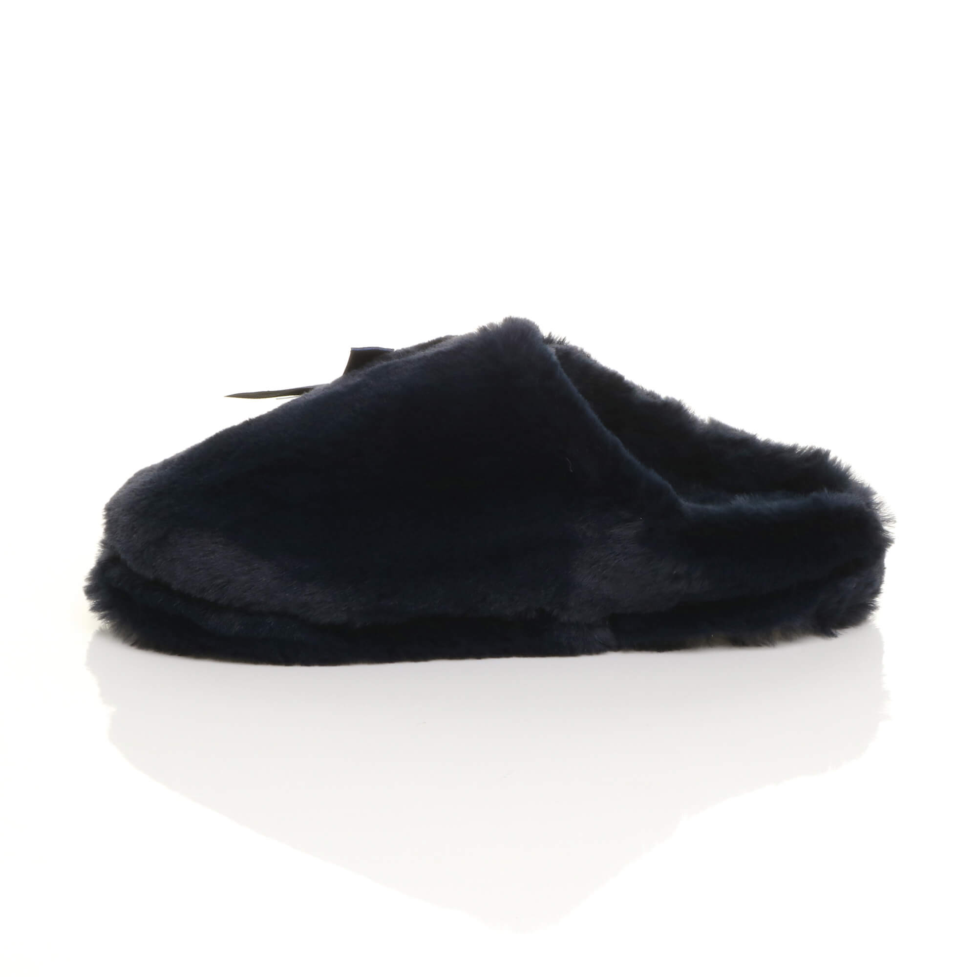 Navy Blue AJVANI Navy Blue Fluffy Mule Slippers, Image 3 of 6