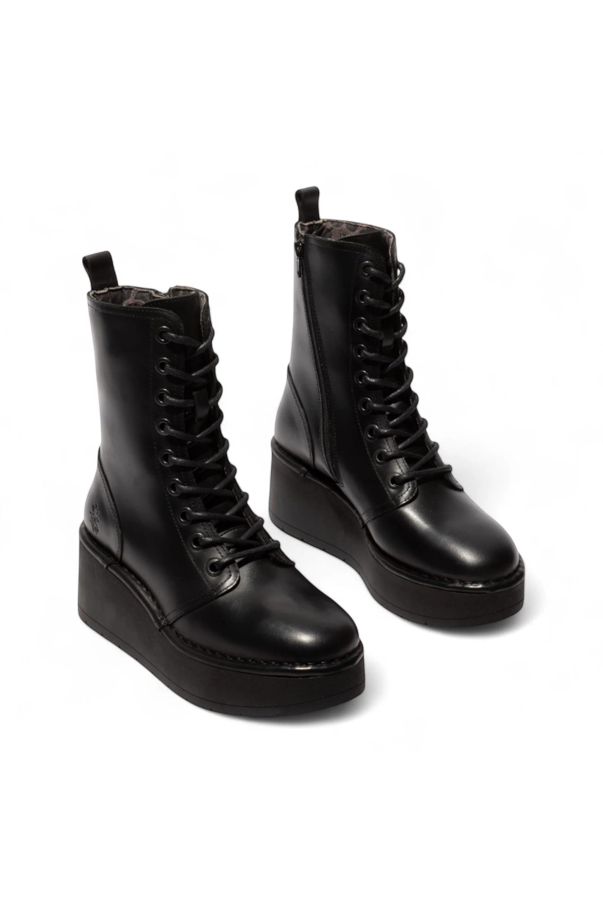 Black Womens Soft Platform Ankle Boots-HAIT273, Image 2 of 5