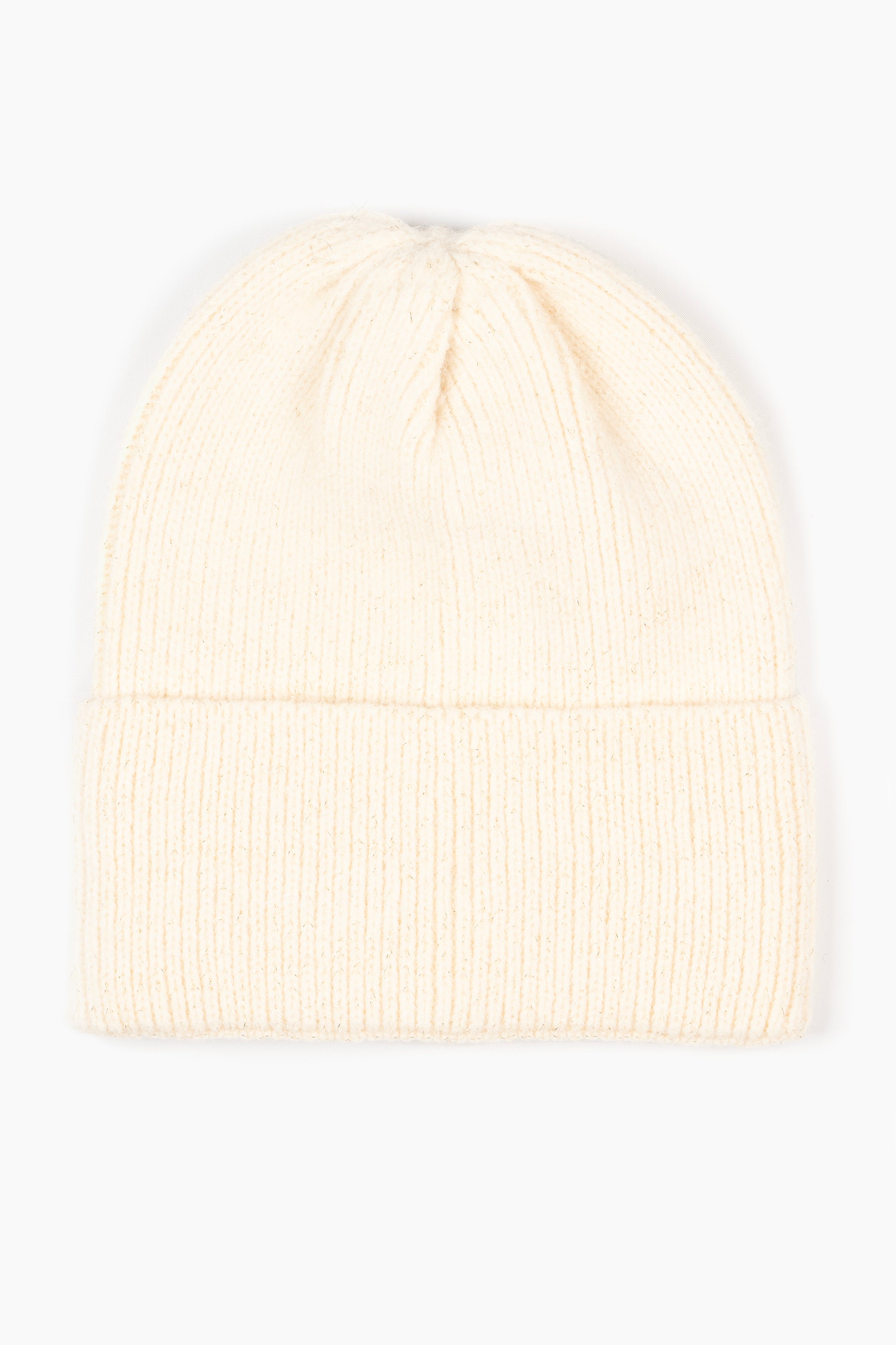 Cream Glitter Knitted Winter Beanie Hat, Image 2 of 3