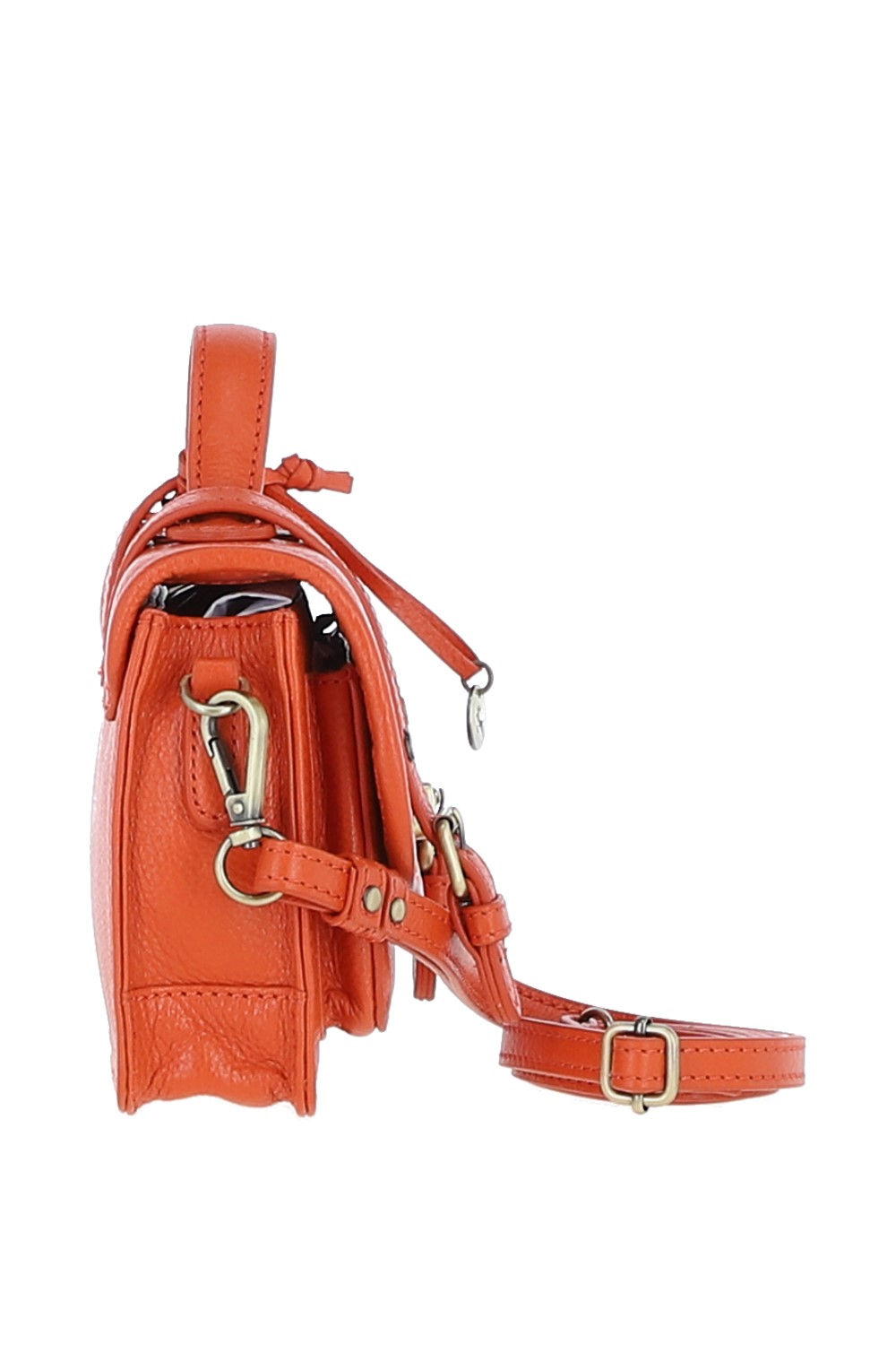 Orange Stylish Real Leather Small Satchel Bag, Image 4 of 4