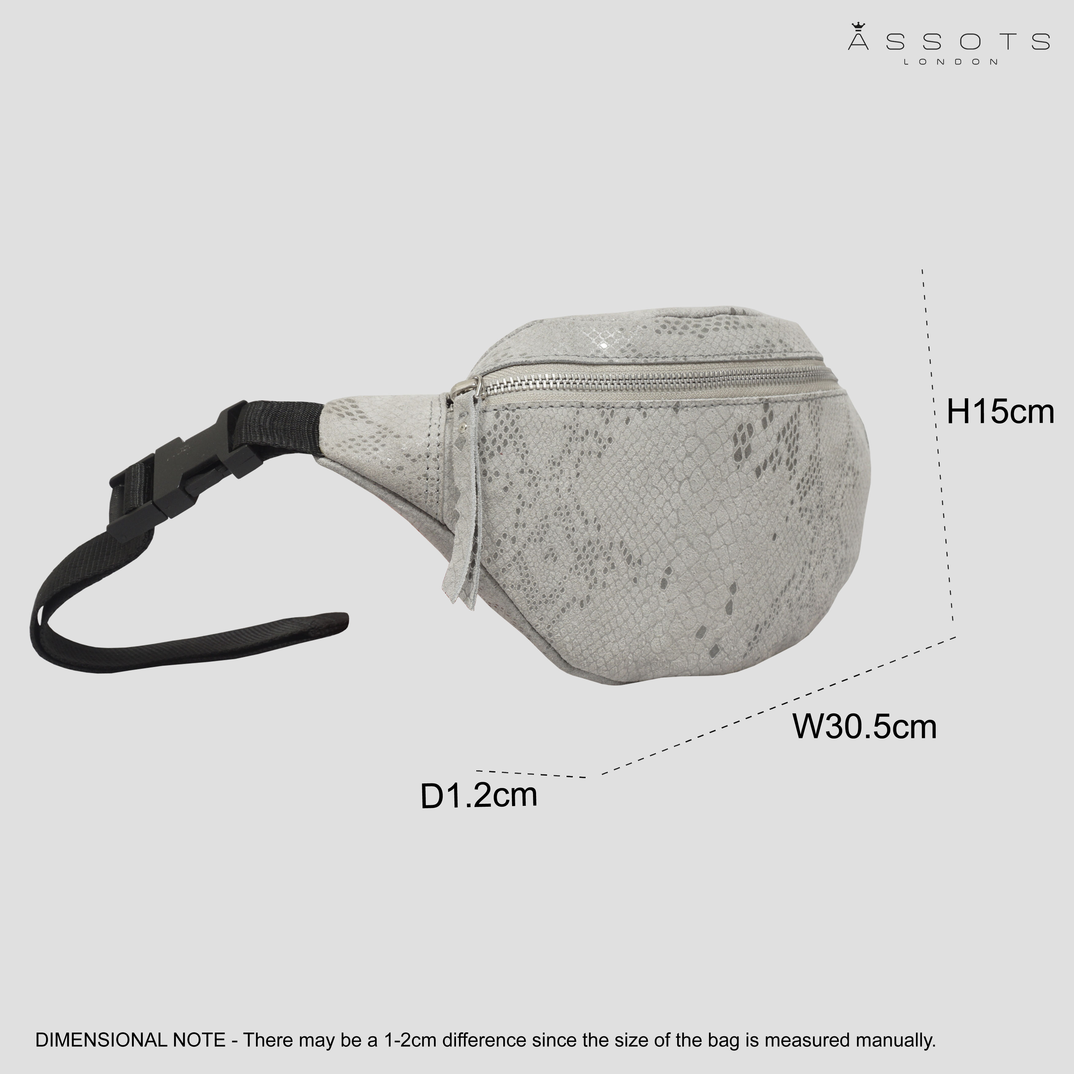 Grey 'NOAH' Real Leather Bum Belt Bag, Image 6 of 6