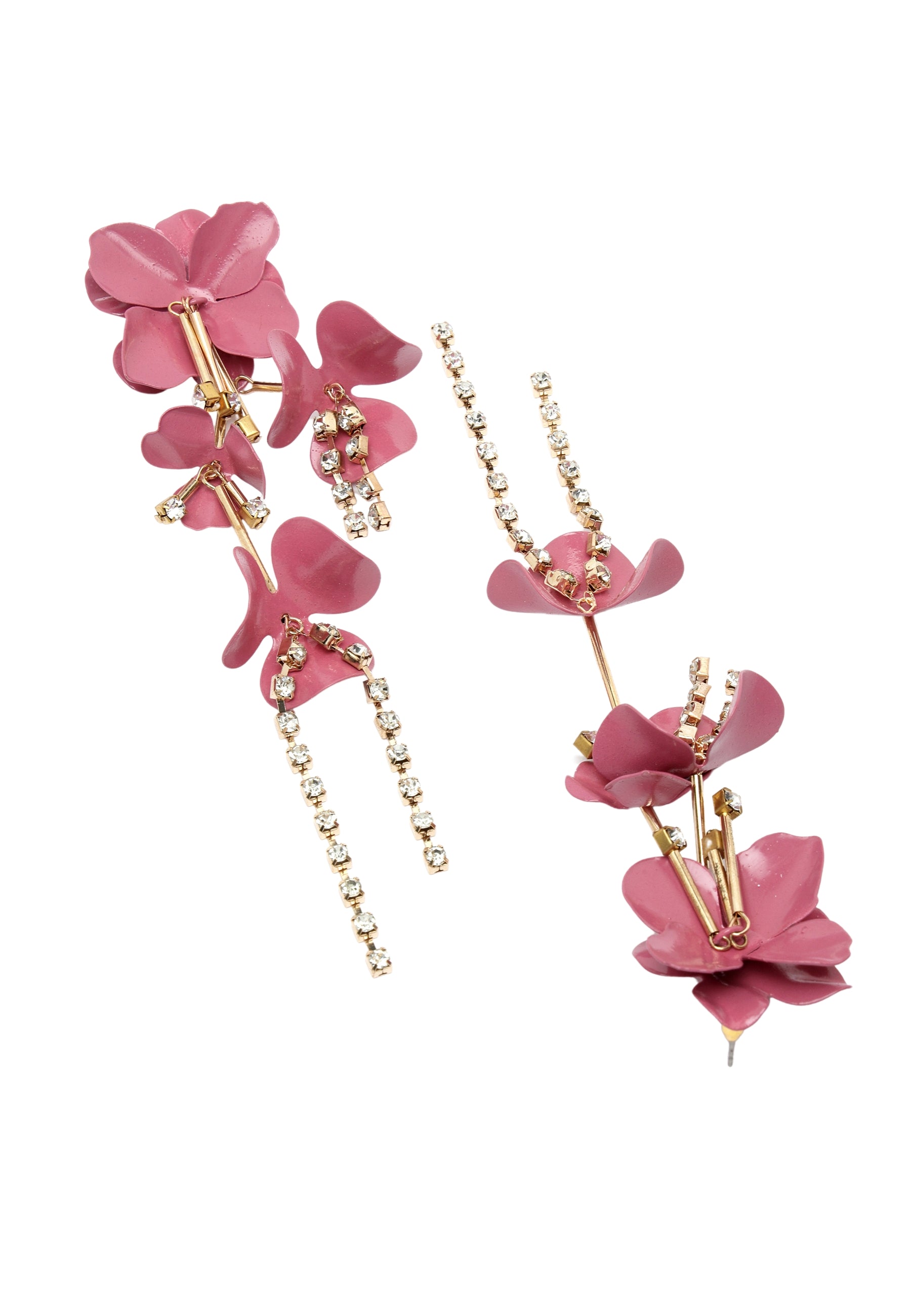 Pink AVANT-GARDE PARIS Pink Long Blue Floral Earrings, Image 3 of 5