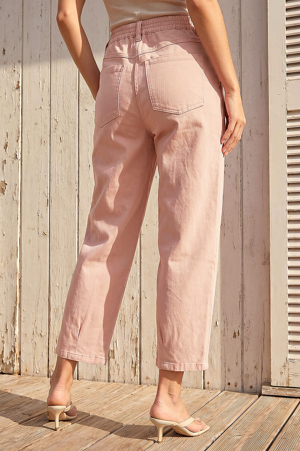 Light Pink Petite Pocket Front Cropped Jeans, Image 4 of 4