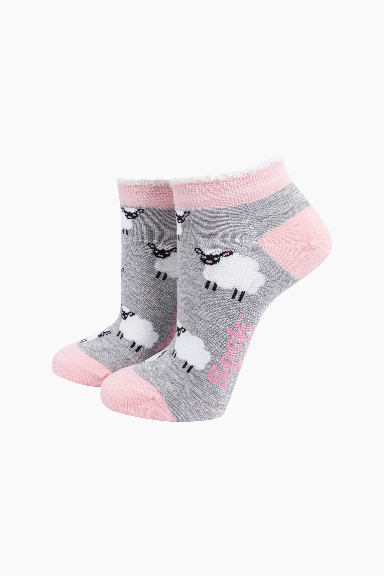 Grey Sheep Bamboo Trainer Socks in Grey Marl, Image 1 of 4