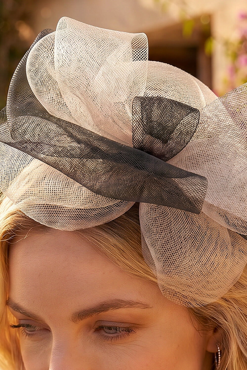 Light Pink Bow Veil Fascinator, Image 5 of 4