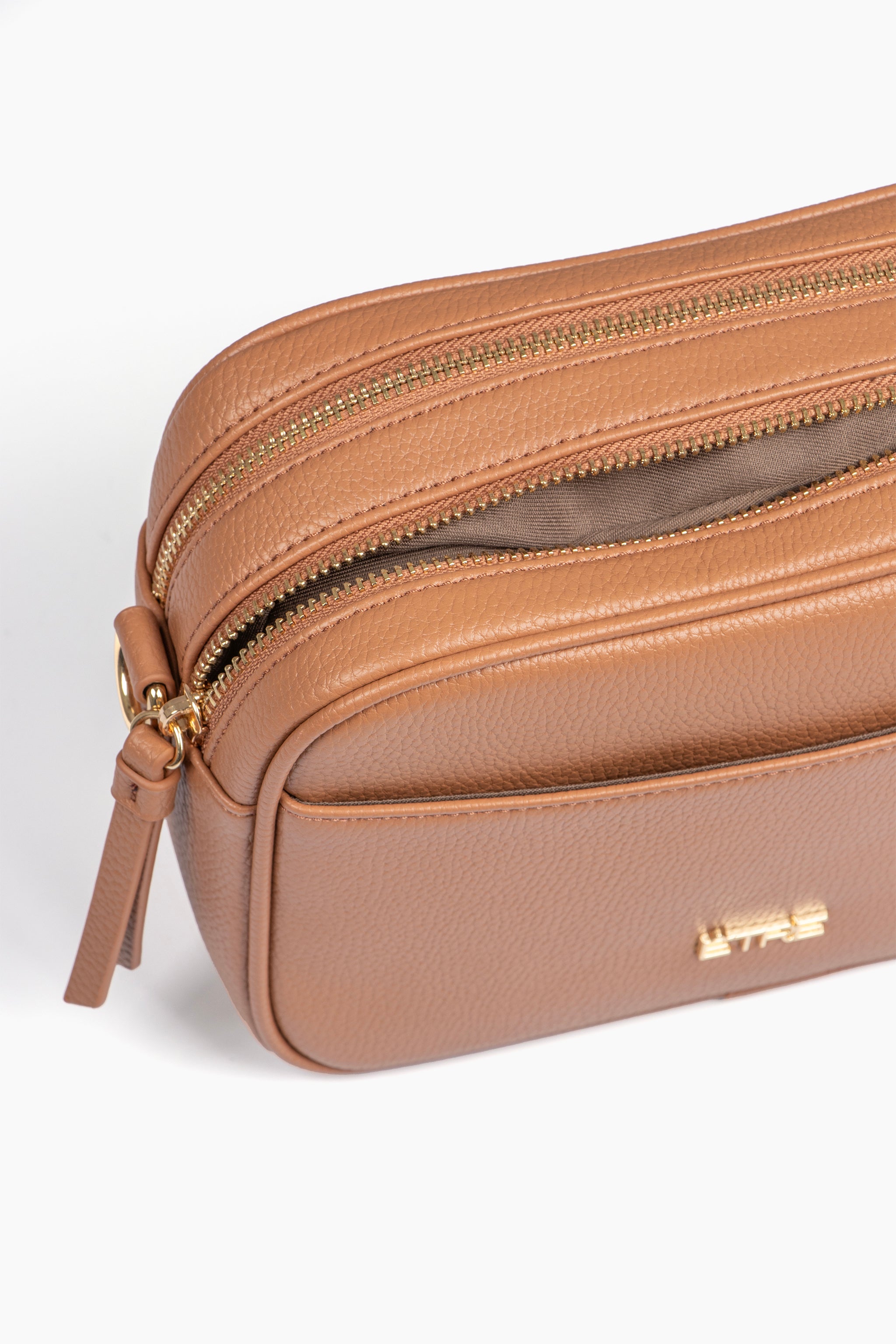 Tan Faux Leather Crossbody Camera Bag, Image 2 of 3