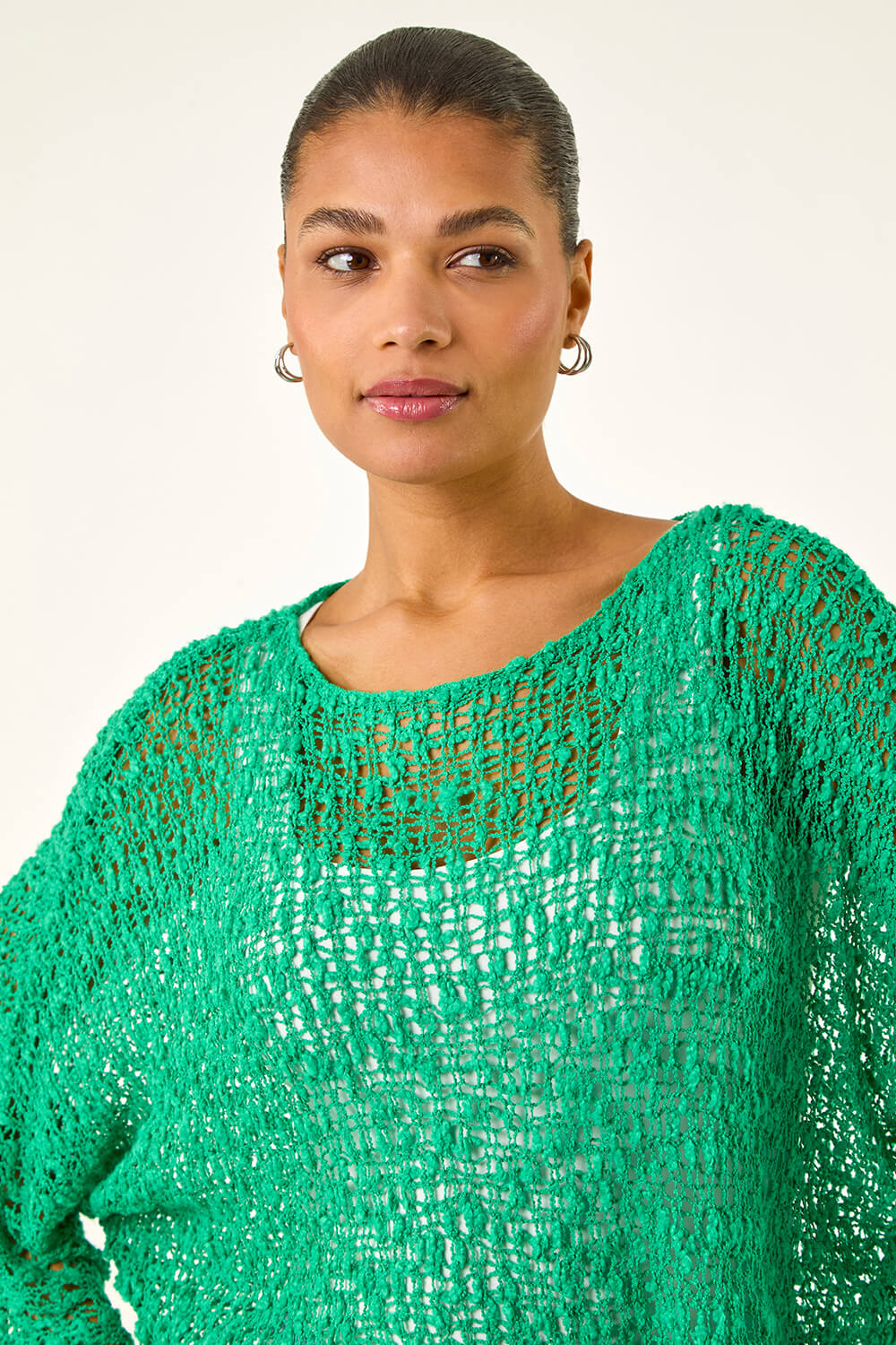 Green Light Weight Open Knit Jumper, Image 5 of 5