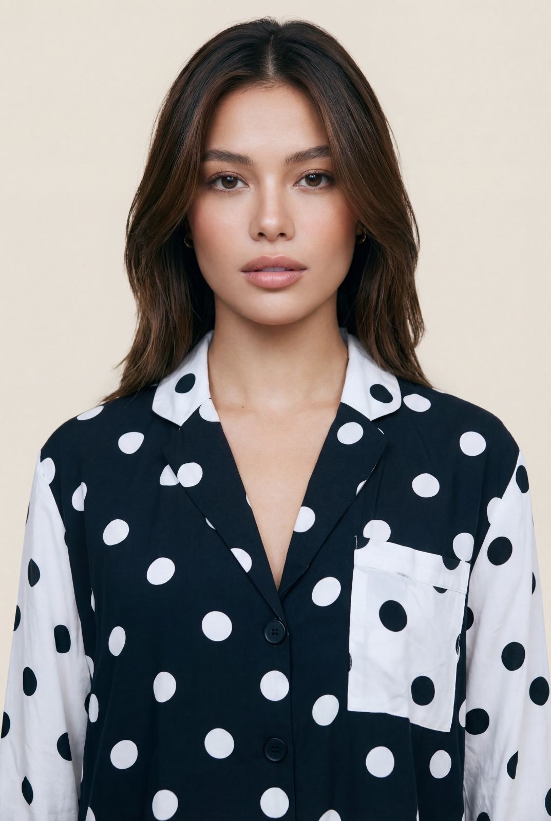 Black The Night Store Black Polka Dot Viscose Pyjama Trouser Set, Image 4 of 4