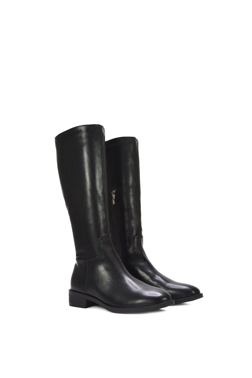 Black 'Lucia' Low Block Heel Knee High Riding Boots, Image 3 of 6