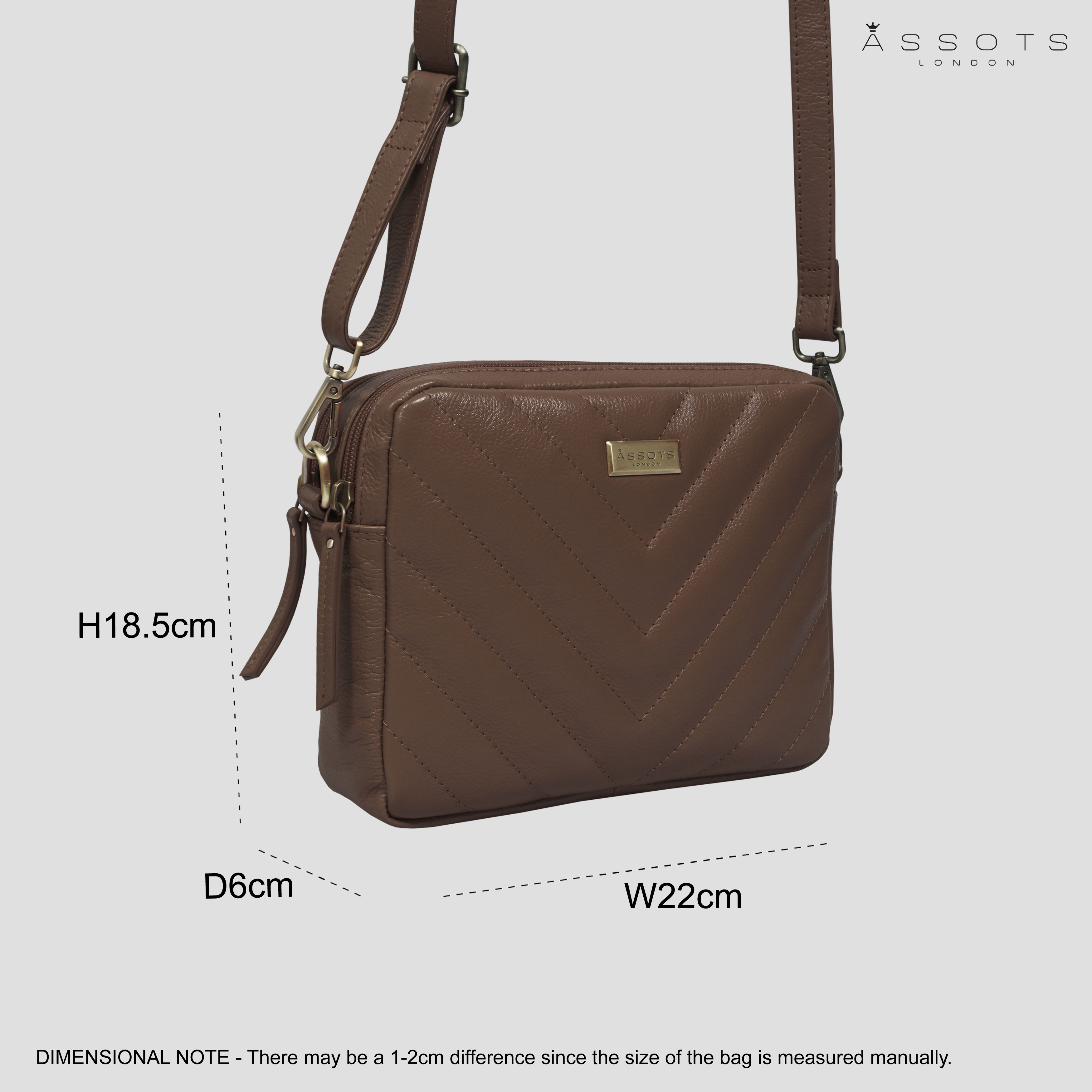 Tan 'IRIS' Quilted Soft Pebble Grain Leather Crossbody Bag, Image 6 of 6