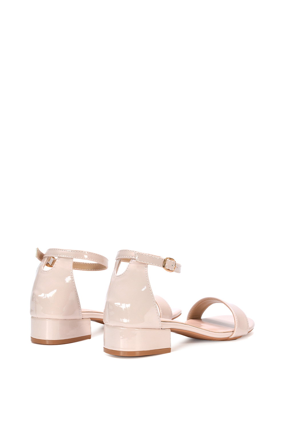 Natural XY LONDON Natural 'Tate' Low Block Heel Sandals With Ankle Strap, Image 5 of 5