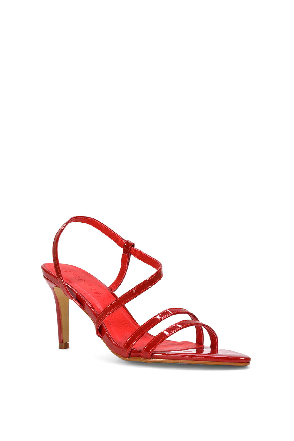 Red XY LONDON Red 'Theodora' Strappy Pointed Toe Stiletto Heel Sandal Shoes, Image 2 of 5