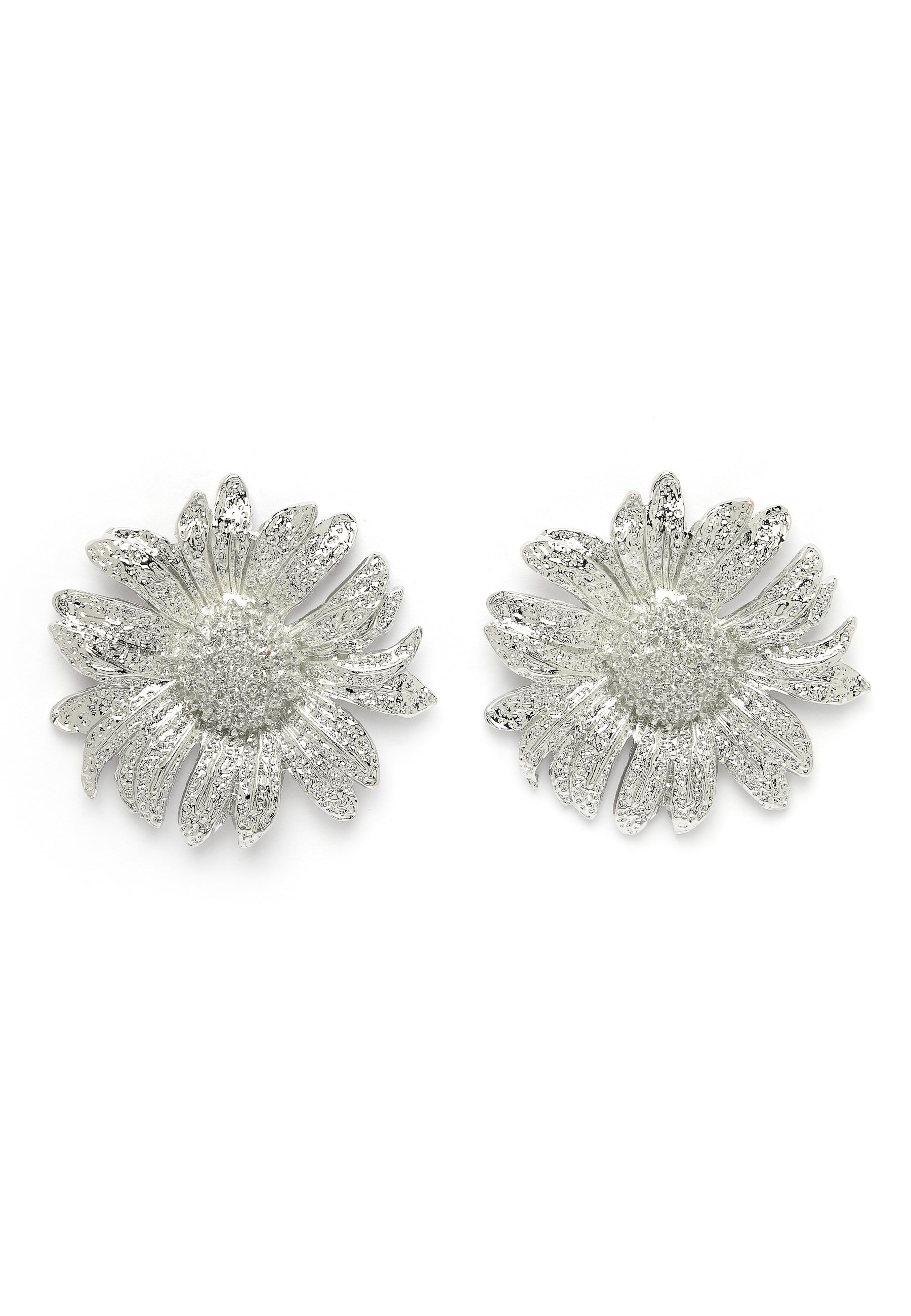 Silver Silver-Coloured Floral Stud Earrings, Image 1 of 5