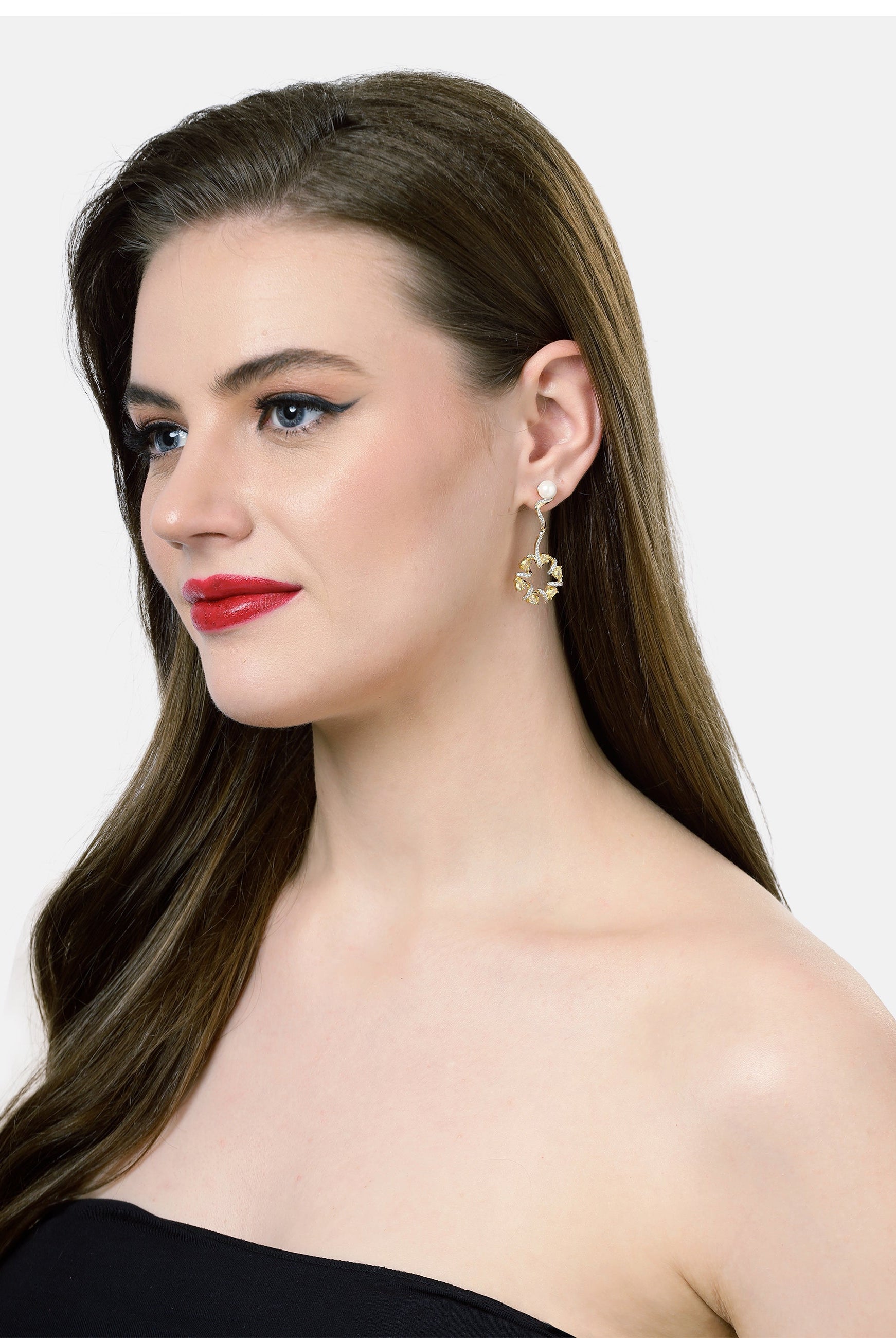 Yellow Dainty Yellow Swirl Drop Earrings, Image 4 of 4