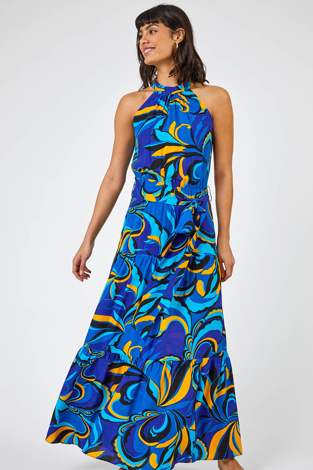 Abstract Tiered Maxi Dress