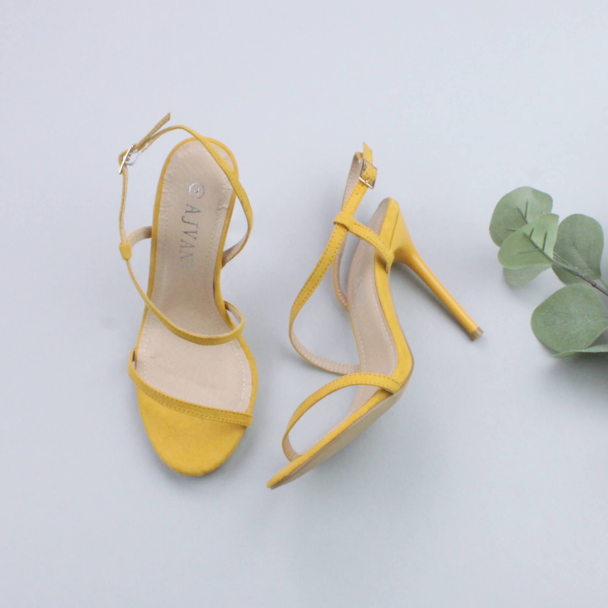 Yellow AJVANI Yellow High Heel Party Barely There Sandals, Image 4 of 6