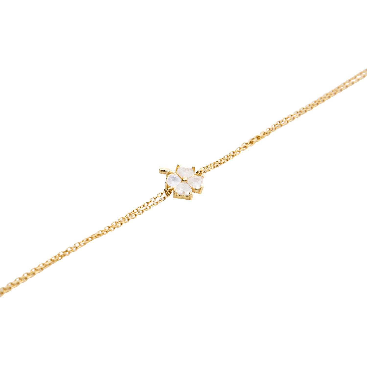 Gold Spero Gold Sterling Silver Clover Bracelet - White, Image 1 of 5