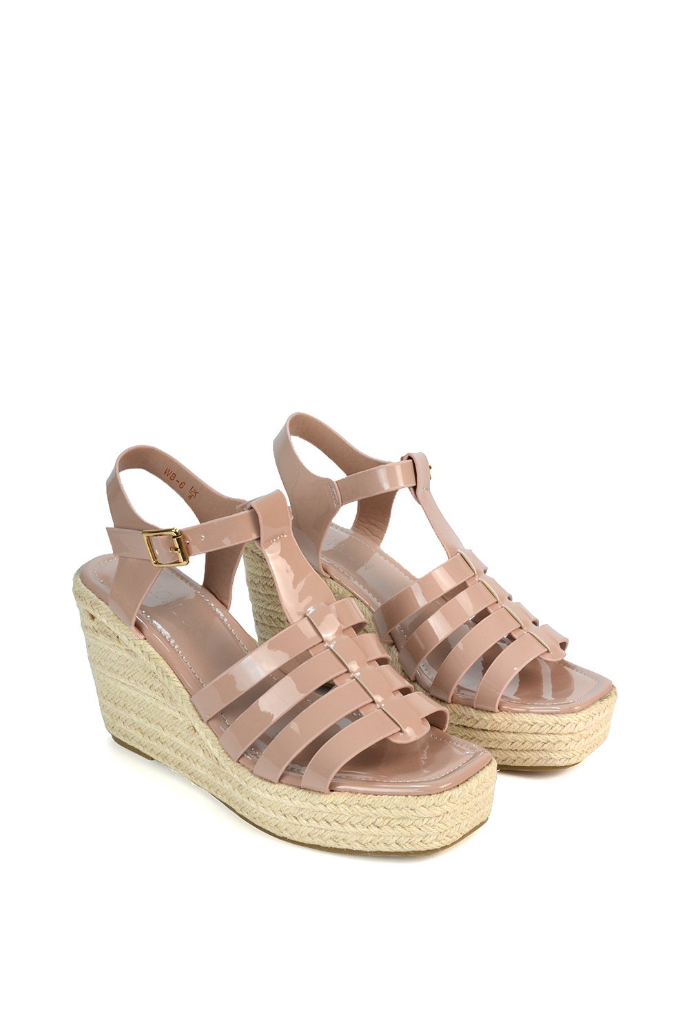 Beige 'Remi' Wedge Heel Platform Espadrille Square Toe Sandals, Image 3 of 5