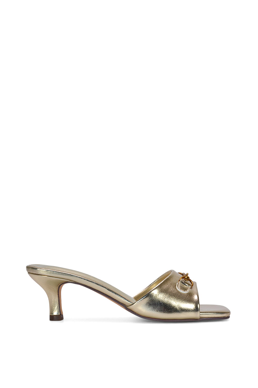 Black 'Toni' Square Toe Mule Heeled Sandals With Decorative Buckle