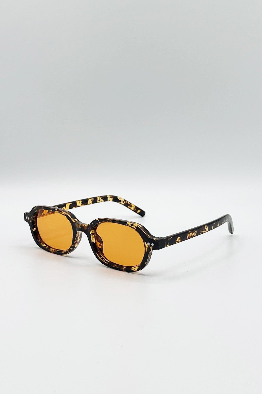 Orange Retro Rounded Square Sunglasses In Tortoiseshell Orange, Image 3 of 5