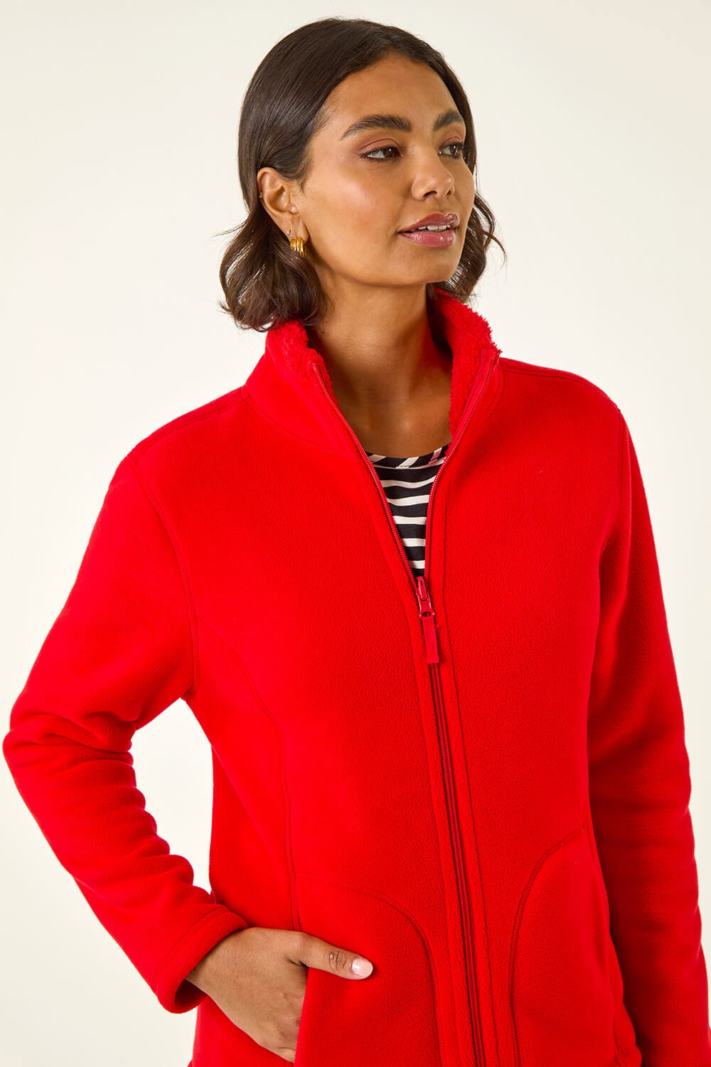 Red Reversible Fleece Zip Jacket, Image 5 of 6