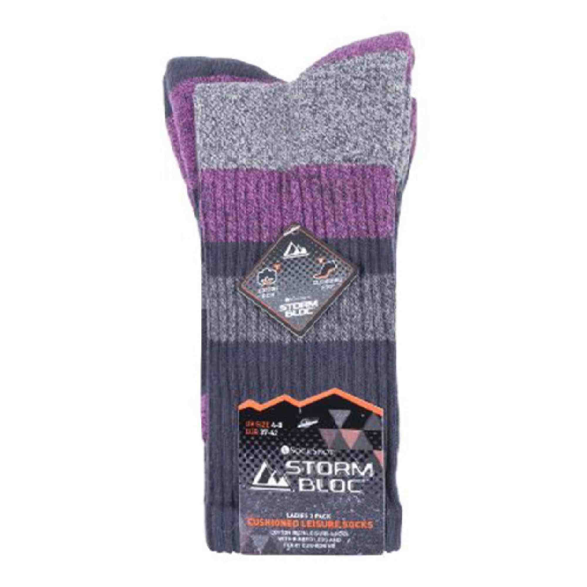 Grey 3 Pack Padded Sole Cotton Hiking Socks, Image 4 of 4