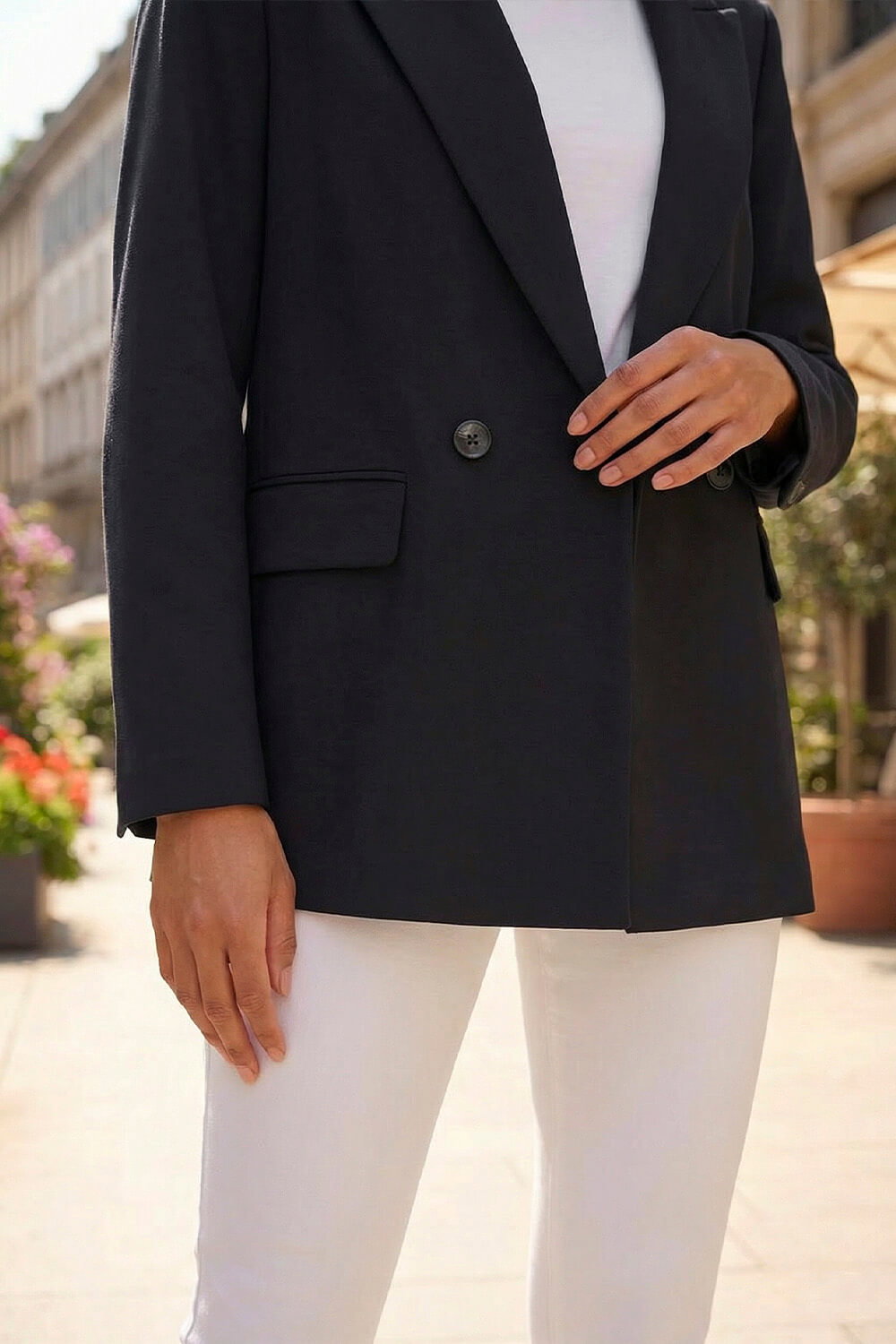 Black Premium Stretch Ponte Blazer, Image 5 of 4