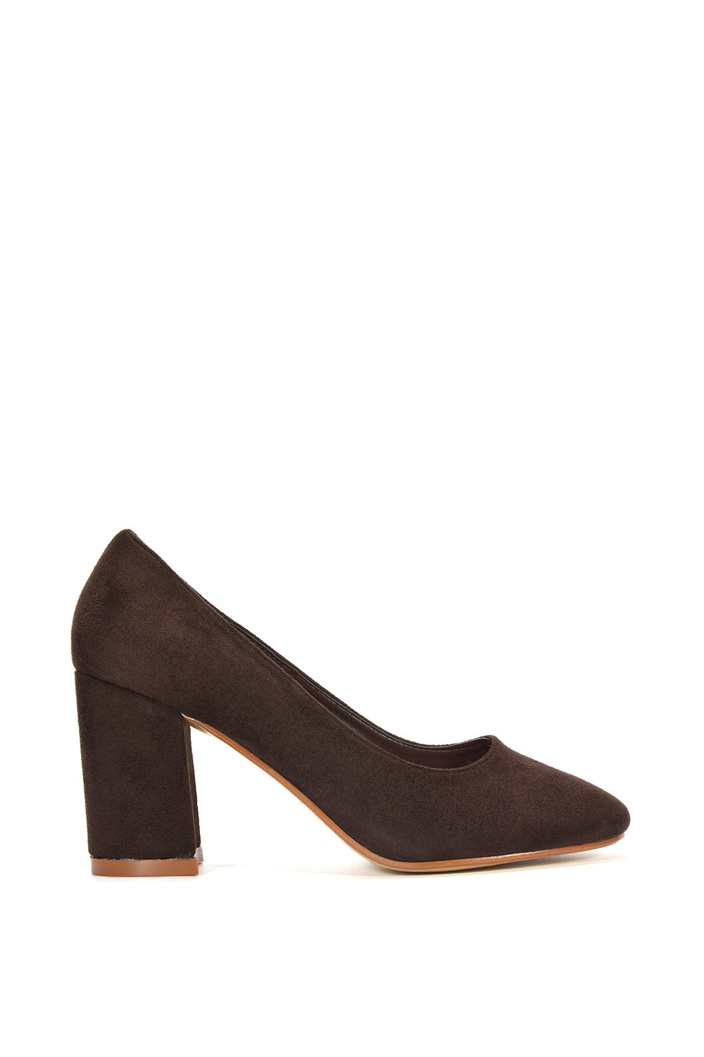 Black 'Esme' Round Toe Mid Block Heel Court Shoe Heels