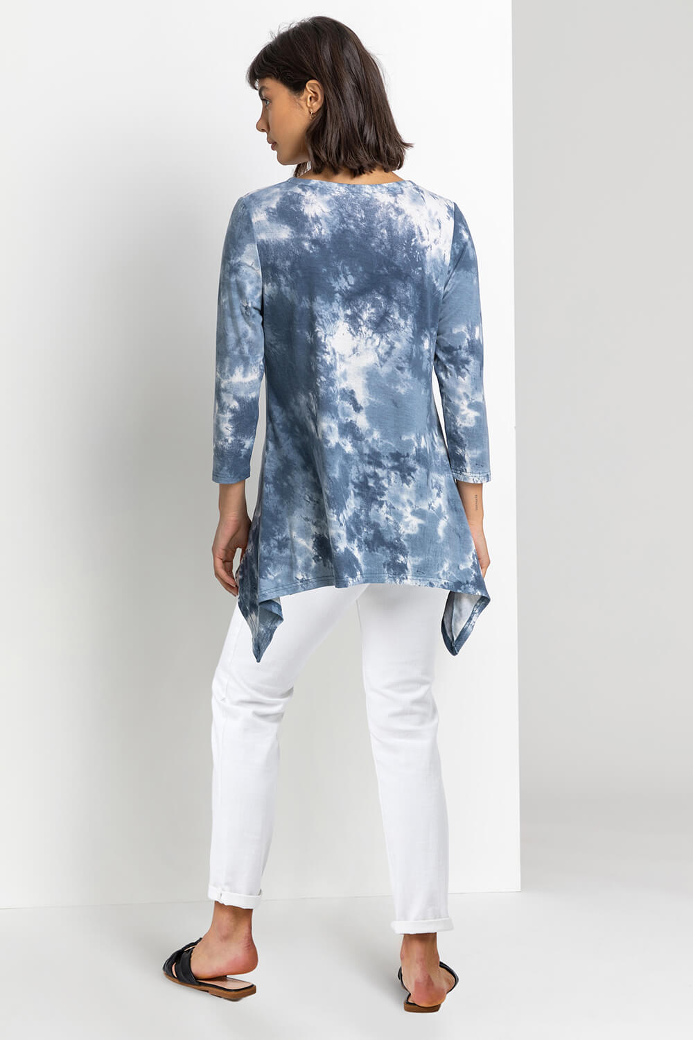 Blue Tie Dye Print Jersey Swing Top, Image 3 of 4