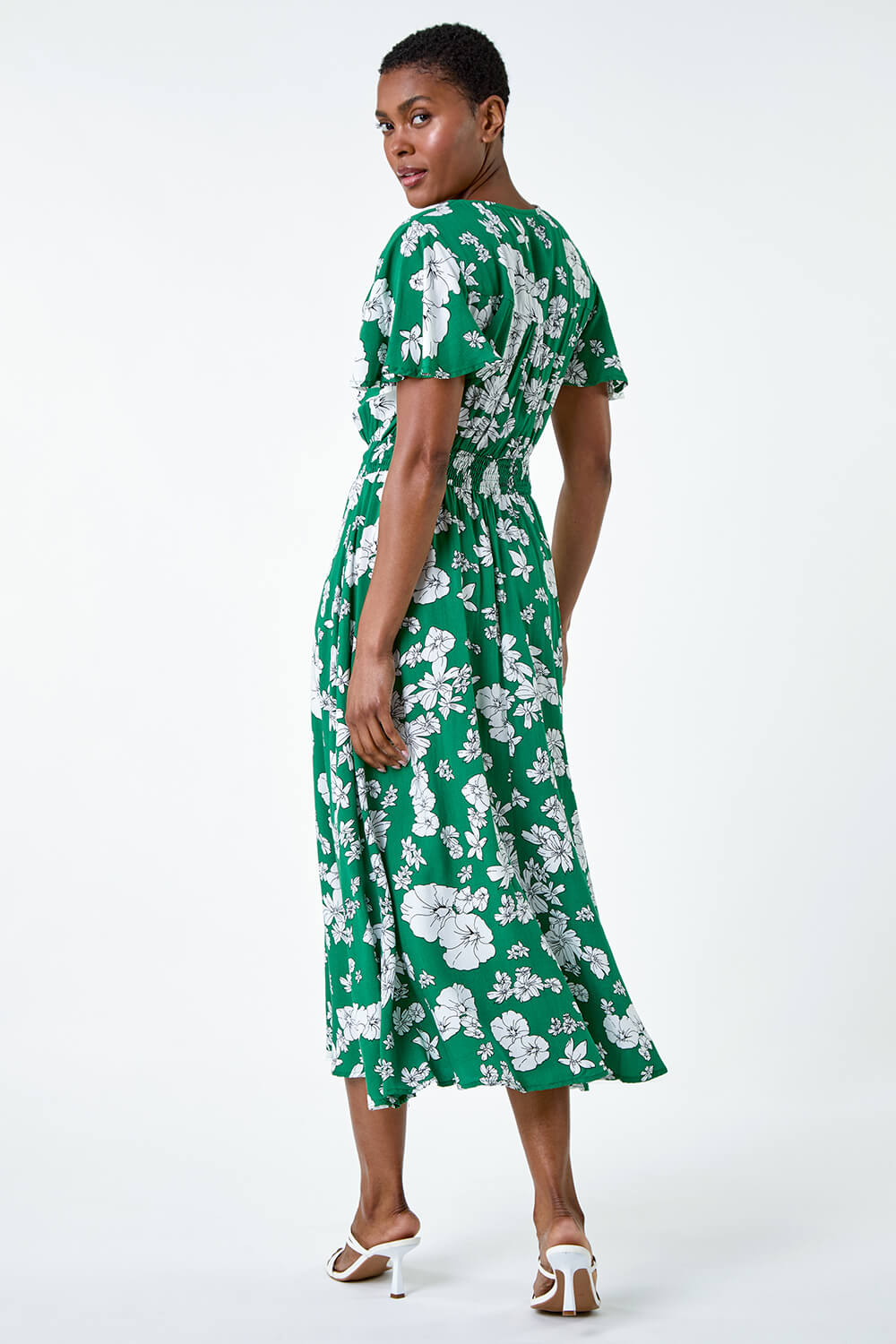 green emerald velvet dress Florence Waterfall Dress in Forest Green Satin main image 1