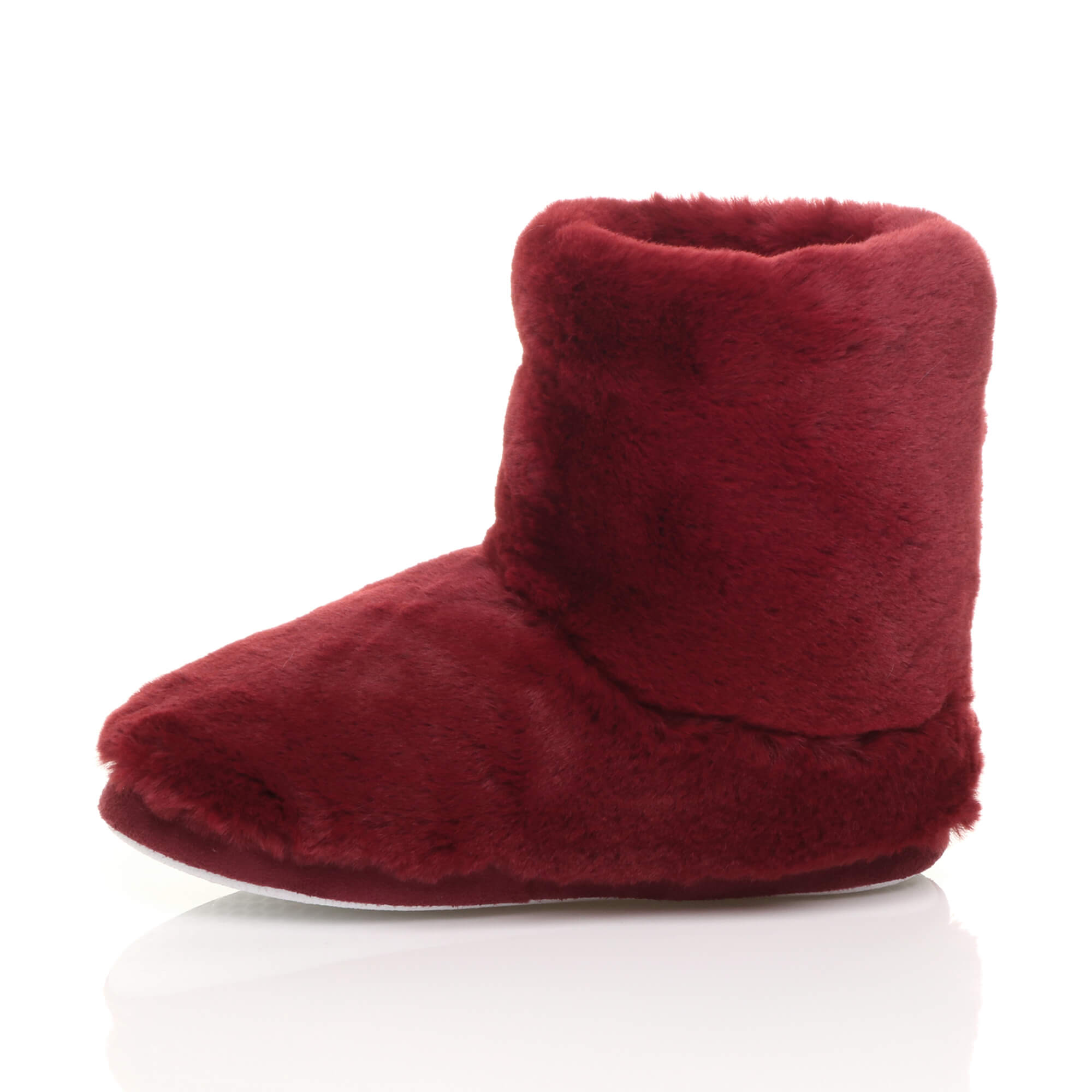 Burgundy Faux Fur Lined Slip On Memory Foam Mules Slippers, Image 3 of 6