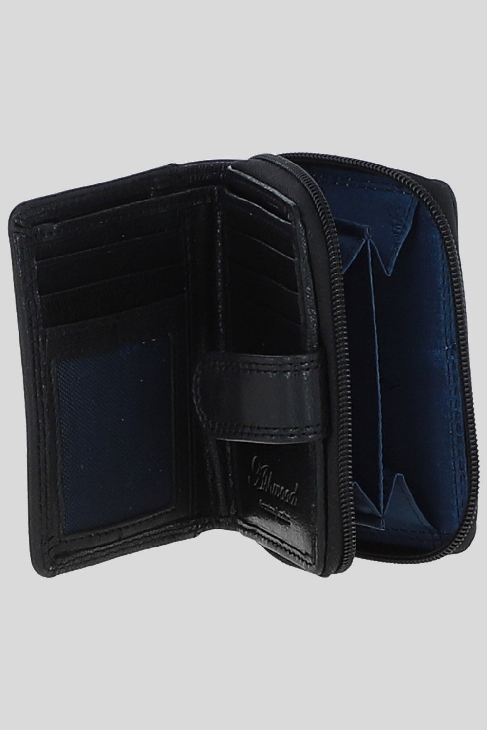 Black Real Leather Compact Purse, Image 2 of 3