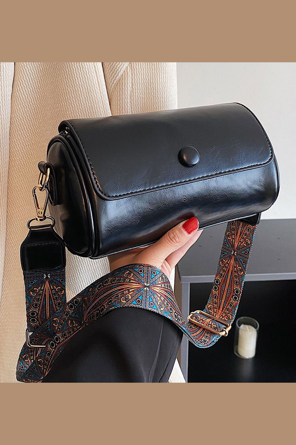 Black 'Whitney' Structured Crossbody Handbag With Shoulder Strap, Image 4 of 4