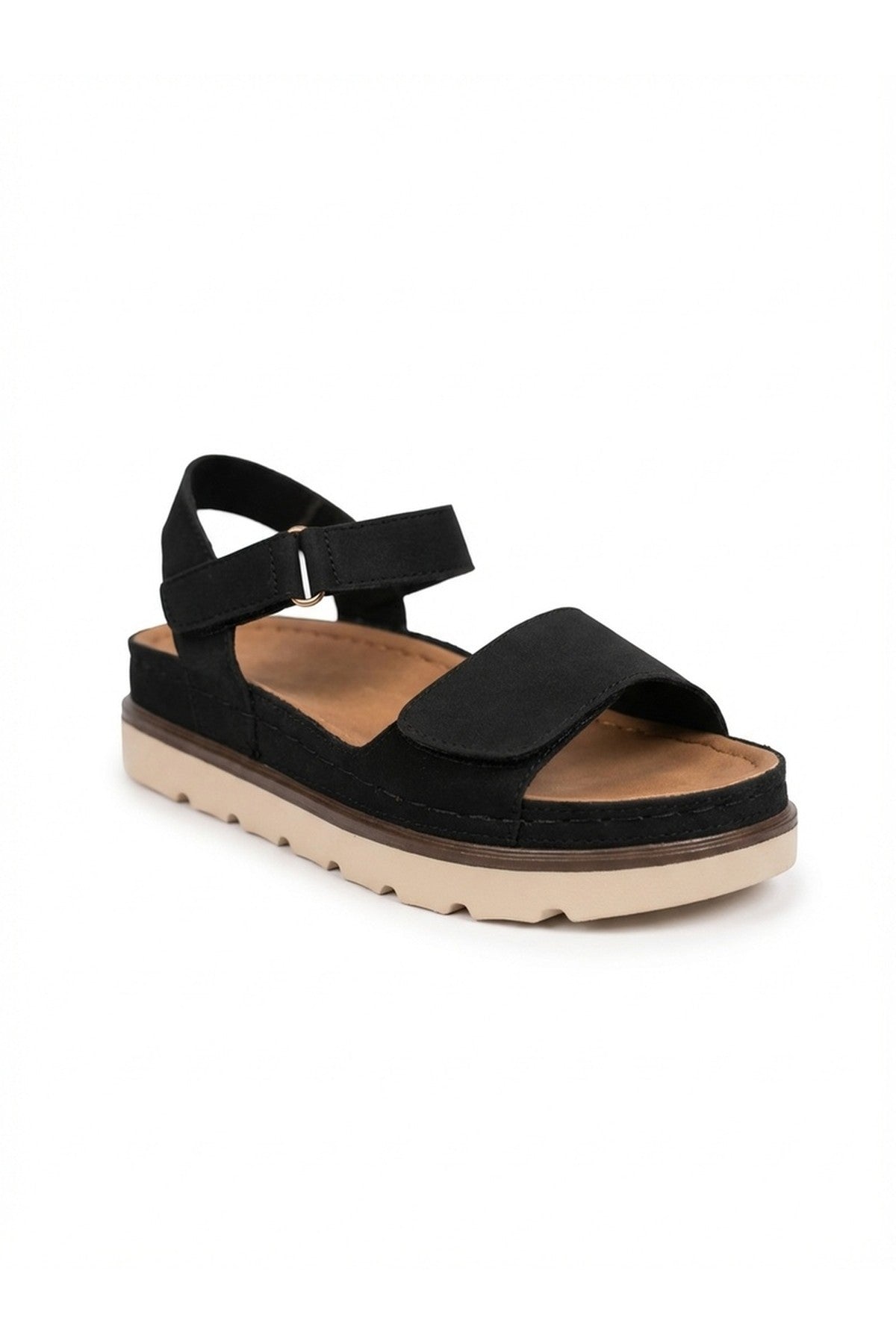 Black iKrush Black Isla Platform Velcro Sandal, Image 5 of 6