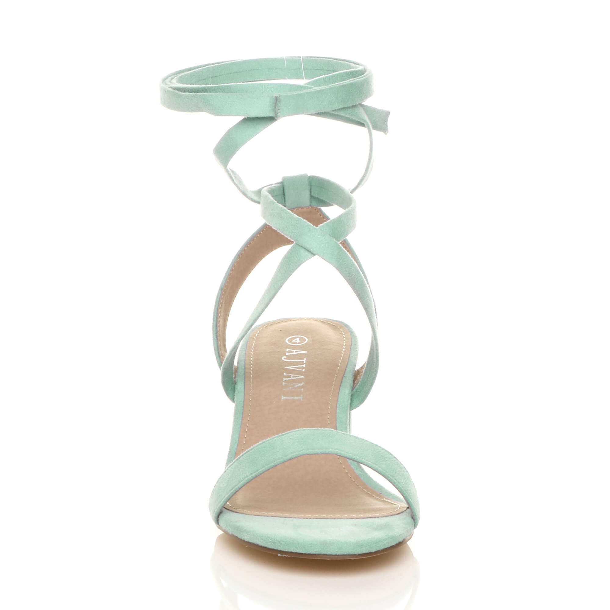 Mint Mid Block Heel Tie Up Sandals, Image 6 of 6