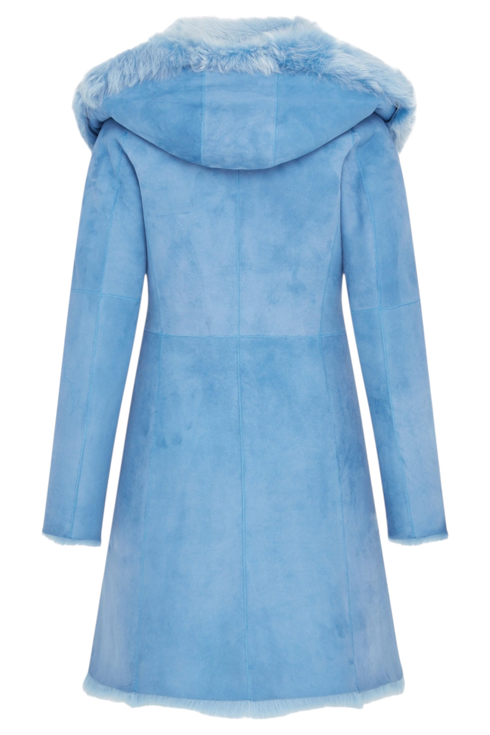 Sky Blue Toscana Sheep Leather Suede Trench Coat, Image 5 of 6