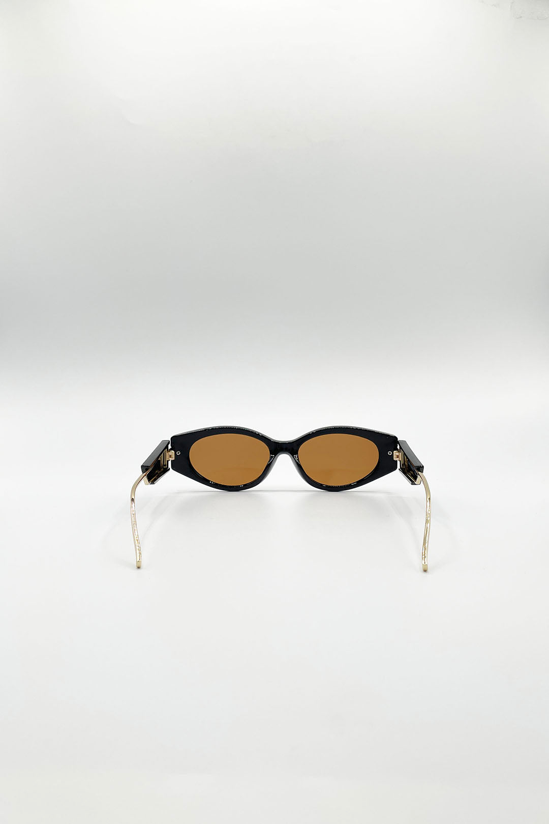 Black SVNX Black Oval Metal Detail Sunglasses, Image 5 of 5