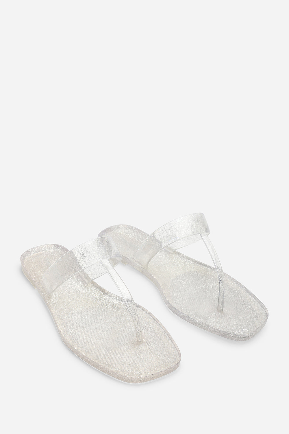 White Rosalyn Glitter Thong Flip Flop Sandals, Image 4 of 6