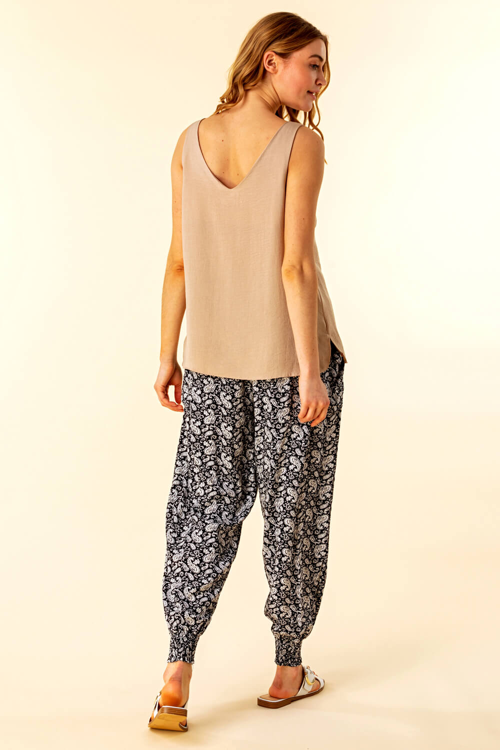 Stone Button Front Sleeveless Top, Image 4 of 4