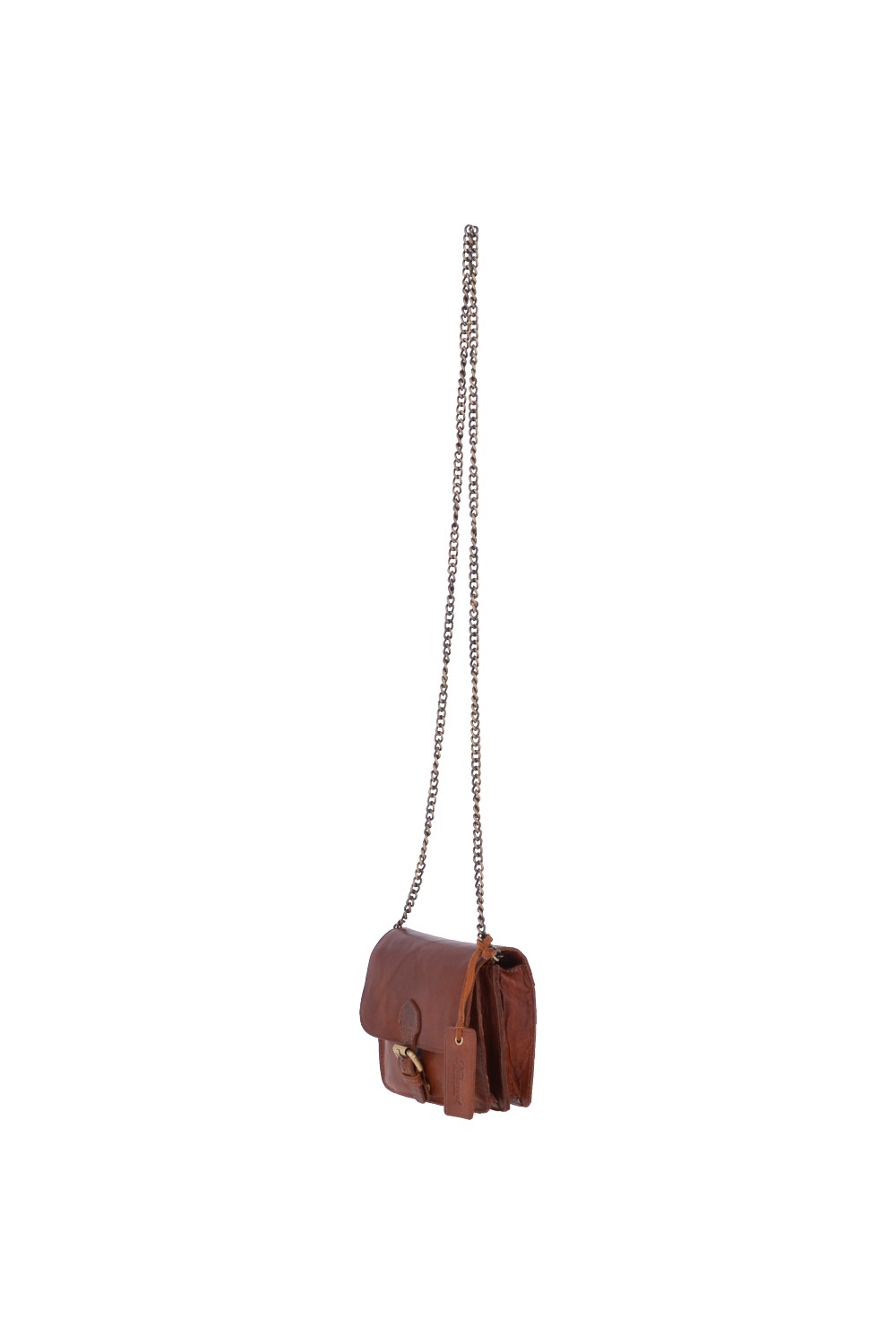Tan Ashwood Leather Tan Vintage Mini Leather Cross Body Shoulder Bag With Chain Strap, Image 3 of 4