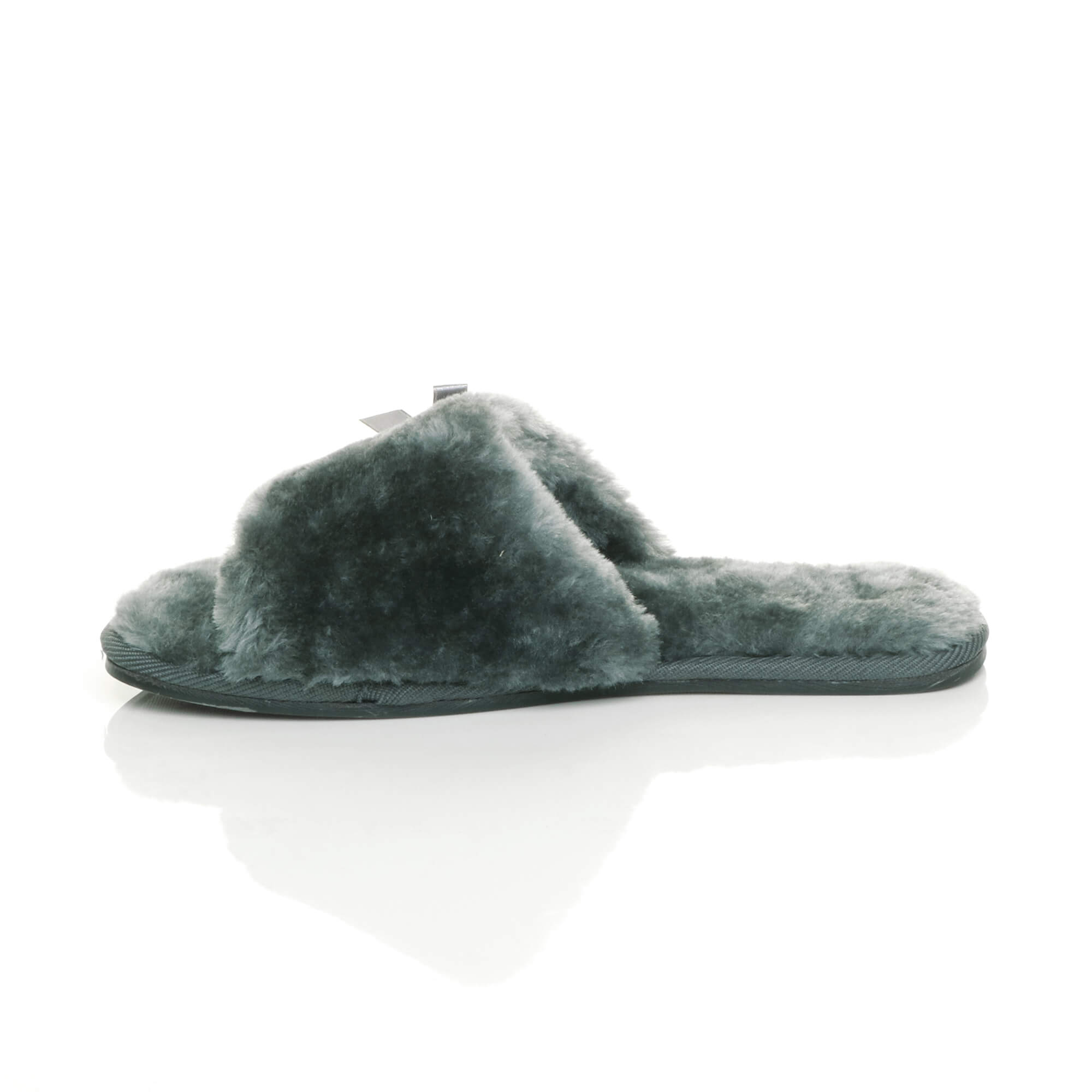 Grey AJVANI Grey Peep Toe Sandals Slippers, Image 3 of 6