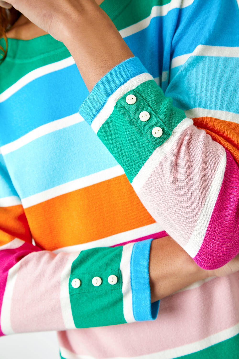 Blue Colour Block Stripe Jumper, Image 6 of 5