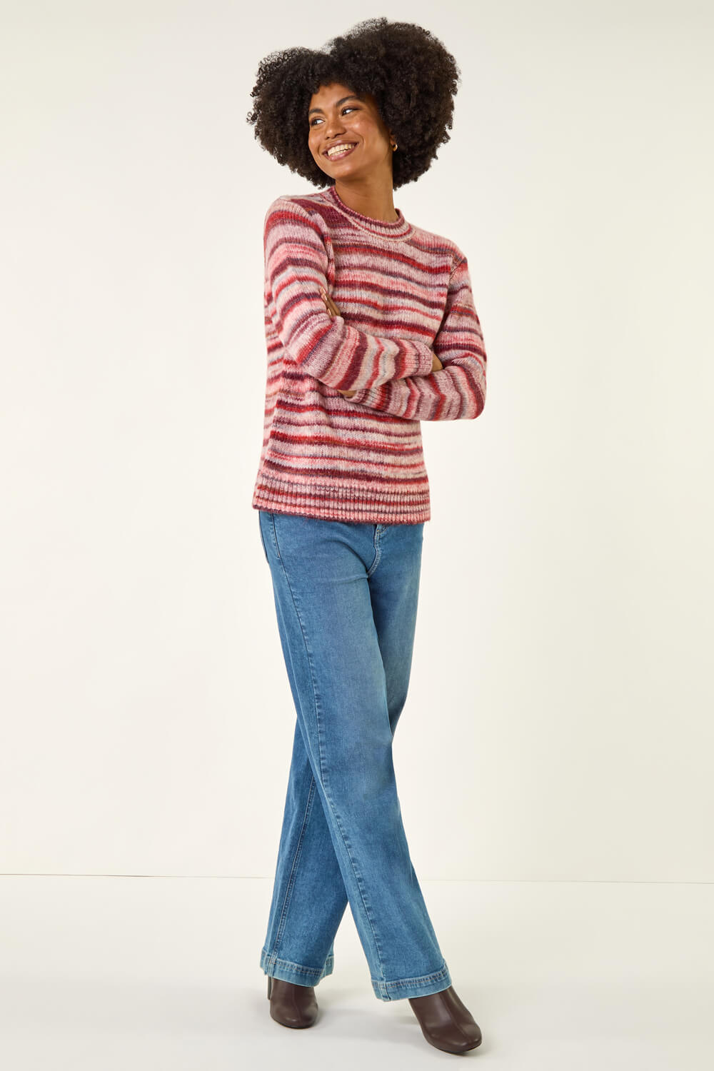 Red Space Dye Stripe Knit Jumper, Image 3 of 5