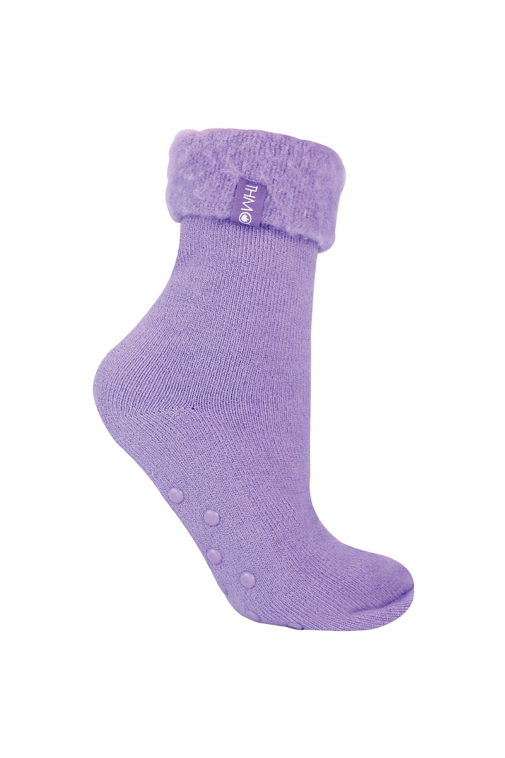 Purple 1 Pack Ladies Soft Plush Lined Slipper Bed Socks, Image 1 of 3