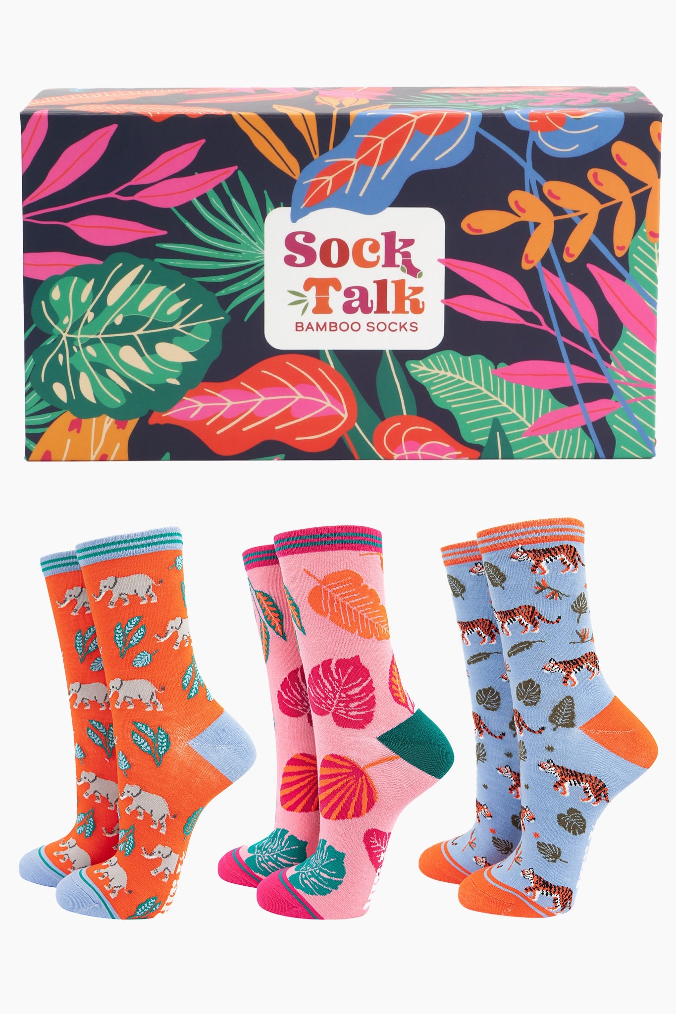Multi Bamboo Socks Gift Set - Safari Animals