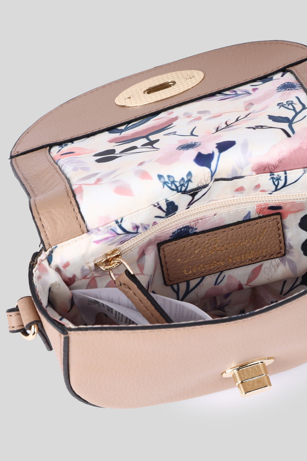 Beige 'Borsa della Moda' Real Leather Saddle Crossbody Bag, Image 4 of 4
